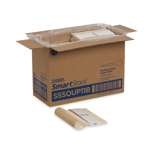 Cutlery | Dixie SSSOUP11B SmartStock Series-O Mediumweight Soup Spoon Plastic Cutlery Refill - Beige (960/Carton) image number 0