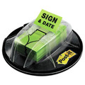 Page Flags | Post-it Flags 680-HVSD Sign and Date Page Flags in Dispenser - Bright Green (200/Pack) image number 0