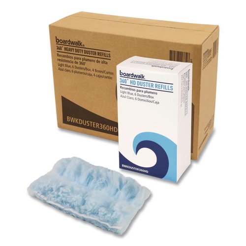 Cleaning Brushes | Boardwalk 96494-BWK 360 HD Duster Refills with Soft Fluffy Fibers - Light Blue (24/Carton) image number 0