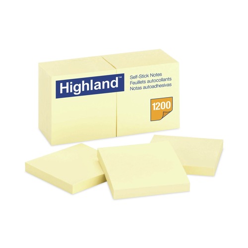 Just Launched | Highland 6549 3 in. x 3 in. Self-Stick Notes - Yellow (12 Pads/Pack) image number 0