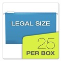 File Folders | Pendaflex 04153 1/5 BLU 1/5-Cut Tabs Legal Size Colored Reinforced Hanging Folders - Blue (25/Box) image number 4