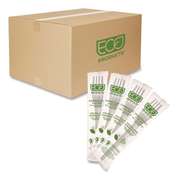 CUTLERY | Eco-Products EP-S017-W Individually Wrapped Plantware CPLA Cutlery Fork - White (1000/Carton)