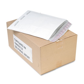 Sealed Air 49675 9.5 in. x 14.5 in. #4 Jiffy TuffGard Self-Seal Cushioned Mailer - White (25/Carton)