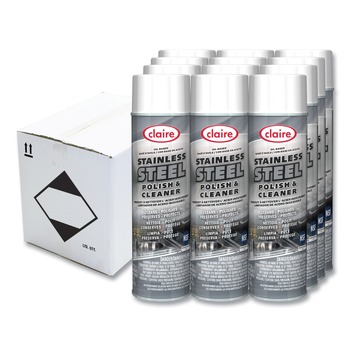 FURNITURE CLEANERS | Claire CL841 15 oz. Aerosol Spray Stainless Steel Polish and Cleaner - Lemon Scent (12/Carton)