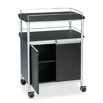 CLEANING AND SANITATION | Safco 8964BL 33.5 in. x 21.75 in. x 43 in. 4 Shelves Plastic Mobile Beverage Cart - Black