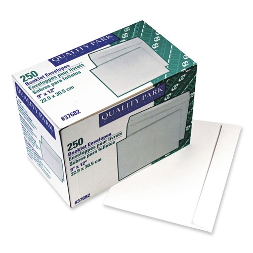 Envelopes & Mailers | Quality Park QUA37682 9 in. x 12 in. #10 1/2 Cheese Blade Flap Gummed Closure Open-Side Booklet Envelope - White (250/Box) image number 0