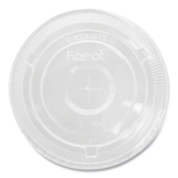 Karat C-KC626TS Plastic Flat PET Lids with Straw Slot Fits 12 oz. to 24 oz. Cold Cups - Clear (1000/Carton)