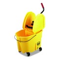 Mop Buckets | Rubbermaid Commercial FG757788YEL 35 qt. WaveBrake 2.0 Down-Press Plastic Bucket/Wringer Combos - Yellow image number 0