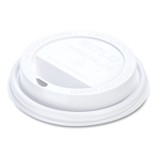  | SOLO TLP316-0007 Traveler Cappuccino Style Dome Lid for 10 oz. to 24 oz. Cups - White (100/Pack, 10 Packs/Carton) image number 0