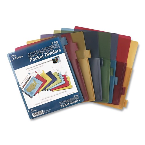 File Folders | Cardinal 84013 11 x 8.5 Expanding Pocket 8-Tab Index Dividers - Assorted (8/Pack) image number 0