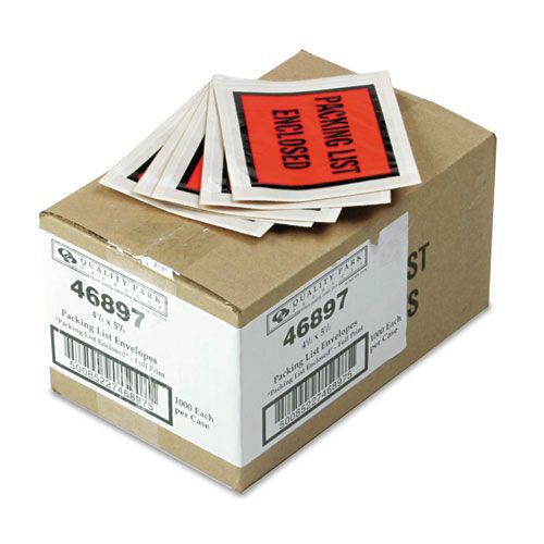 Envelopes & Mailers | Quality Park QUA46897 4.5 in. x 5.5 in. Self-Adhesive Packing List Envelope - Orange (1000/Carton) image number 0
