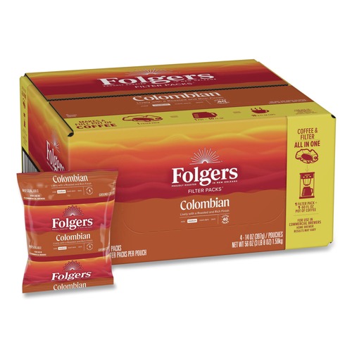 Coffee | Folgers 2550010107 1.4 oz. 100% Colombian Coffee Filter Packs (40/Carton) image number 0