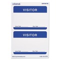 Label & Badge Holders | Universal UNV39110 3-1/2 in. x 2-1/4 in. Self-Adhesive 'Visitor' Name Badges - White/Blue (100/Pack) image number 1