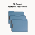 File Folders | Smead 12040 0.75 in. Expansion Top Tab Colored 2-Fastener Folders - Letter Size/Blue Exterior (50/Box) image number 2