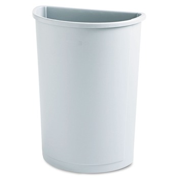 Rubbermaid Commercial FG352000GRAY 21 Gallon Plastic Half-Round Untouchable Waste Container - Gray