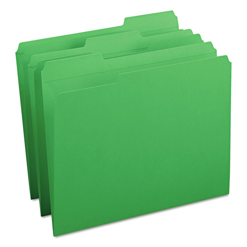 File Folders | Smead 12134 0.75 in. Expansion Reinforced 1/3-Cut Top Tab Colored File Folders - Letter Size/Green (100/Box) image number 0