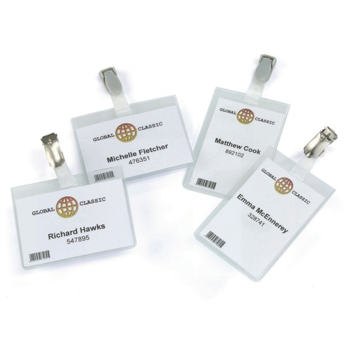 Label & Badge Holders | Durable 800519 Vertical/Horizontal Clip ID/Security Card Holder Set - Clear (25/Pack) image number 0