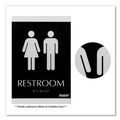 Floor Signs & Safety Signs | Headline Sign 4249 Century Series 6 in. x 9 in. Men/Women Restroom Office Sign - Black/Silver image number 3