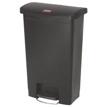 Rubbermaid Commercial 1883611 Streamline 13-Gallon Front Step Style Resin Step-on Container - Black