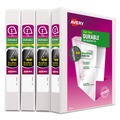 Binders | Avery 17575 3 Slant Rings 1 in. Capacity 11 in. x 8.5 in. Durable View Binder with DuraHinge - White (4/Pack) image number 0