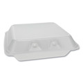 Food Trays, Containers, and Lids | Pactiv Corp. YHLW07010000 7.5 x 8 x 2.63 SmartLock Foam Hinged Lid Container - Small/White (150/Carton) image number 0