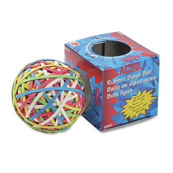 ACCO A7072155 3.25 in. Diameter Assorted Gauges Rubber Band Ball - Size 34 Assorted Colors