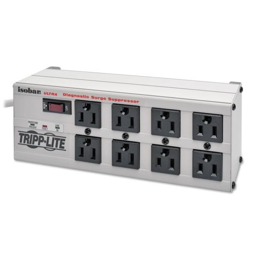 Surge Protectors | Tripp Lite ISOBAR8ULTRA 8 AC Outlets 12 ft. Cord 3,840 J Isobar Surge Protector - Light Gray image number 0