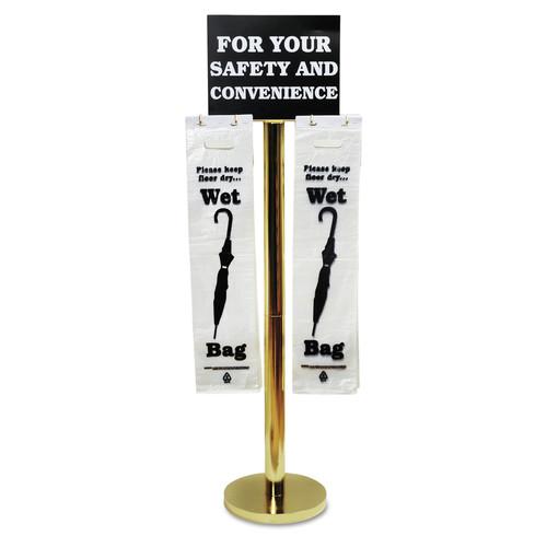 Just Launched | Tatco 57029 16 in. x 12 in. x 54.5 in. Wet Umbrella Bag Stand - Brass/Black/White image number 0