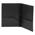 File Folders | Smead 87725 11 in. x 8.5 in. 180-Sheet Capacity Poly 2-Pocket Folder with Fasteners - Black (25/Box) image number 1