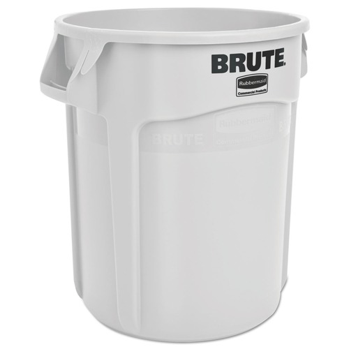 Trash & Waste Bins | Rubbermaid Commercial FG262000WHT 20 gal. Plastic Vented Round Brute Container - White image number 0