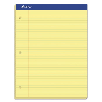 Ampad 20-243 8.5 x 11.75 Wide/Legal Rule Double Sheet Pads - Canary-Yellow Sheets (100-Sheets/Pad)