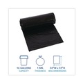 Trash & Waste Bins | Boardwalk W4832YKKR01 24 in. x 32 in. 16 gal. 1 mil Perforated Roll Low-Density Waste Can Liners - Black (150/Carton) image number 4