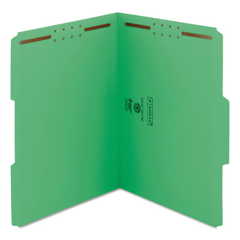 Smead 12140 0.75 in. Expansion Top Tab Colored 2-Fastener Folders - Letter Size/Green Exterior (50/Box)