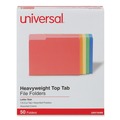 File Folders | Universal UNV16466 Deluxe Heavyweight 1/3-Cut Tab Assorted File Folders - Letter Size, Assorted Colors (50/Pack) image number 1
