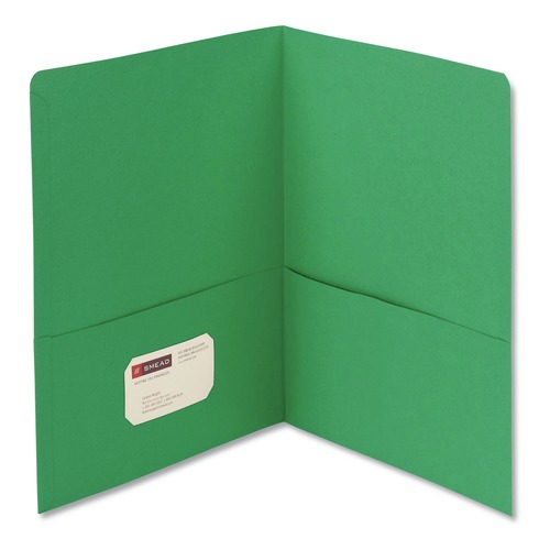 File Folders | Smead 87855 11 in. x 8.5 in. 100-Sheet Capacity 2-Pocket Textured Paper Folder - Green (25/Box) image number 0