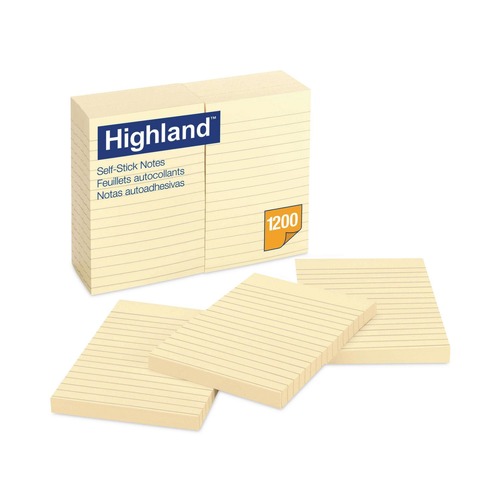 Labels | Highland 6609 4 in. x 6 in. Note Ruled Self-Stick Notes - Yellow (12/Pack) image number 0