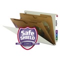 File Folders | Smead 29710 6 SafeSHIELD Fasteners 2 Dividers Legal Size X-Heavy End Tab Pressboard Classification Folders - Gray-Green (10/Box) image number 1
