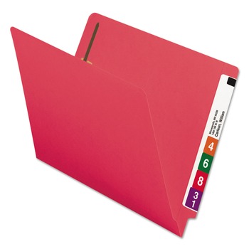Smead 25740 0.75 in. Expansion Heavyweight Colored End Tab 2-Fastener Folders - Letter Size/Red Exterior (50/Box)