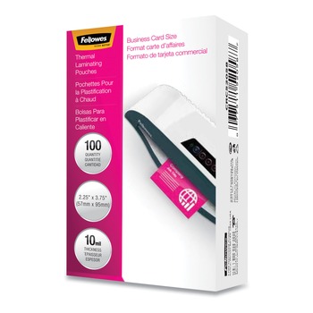 OFFICE PRESENTATION SUPPLIES | Fellowes Mfg Co. 52058 10 mil 3.75 in. x 2.25 in. Laminating Pouches - Gloss Clear (100/Pack)