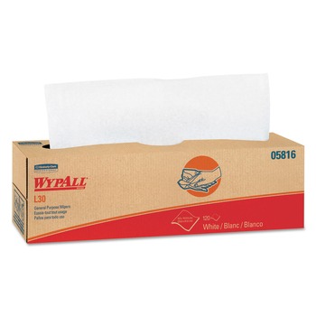 WypAll 05816 L30 POP-UP Box 9.8 in. x 16.4 in. Towels - White (120/Box, 6 Boxes/Carton)