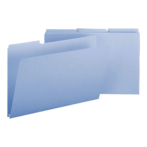 File Folders | Smead 22530 1/3-Cut Tabs Assorted Legal Size 1 in. Expansion Recycled Heavy Pressboard Folders - Blue (25/Box) image number 0