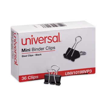 Universal UNV10199VP3 Binder Clip Value Pack - Mini, Black/Silver (36/Pack)