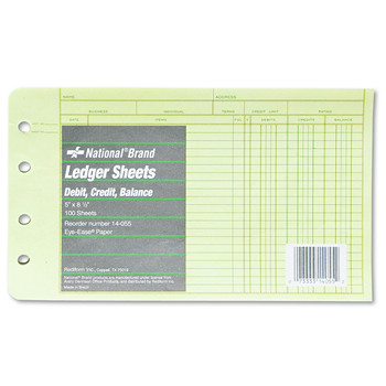 RETAIL STORE SUPPLIES | National 14055 5 x 8.5 Four-Ring Binder Refill Sheets - Green (100/Pack)