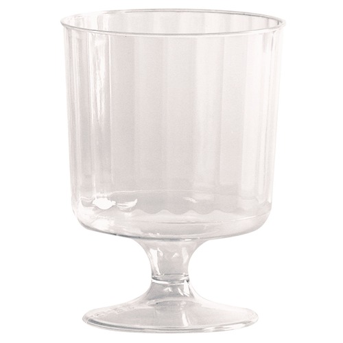 Cups and Lids | WNA WNA CCW5240 5 oz. Fluted Classic Crystal Plastic Wine Glasses on Pedestals - Clear (10/Pack, 24 Packs/Carton) image number 0