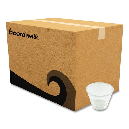 Food Trays, Containers, and Lids | Boardwalk BWKPRTN55TS 5.5 oz Plastic Souffle/Portion Cups - Translucent (2500/Carton) image number 0