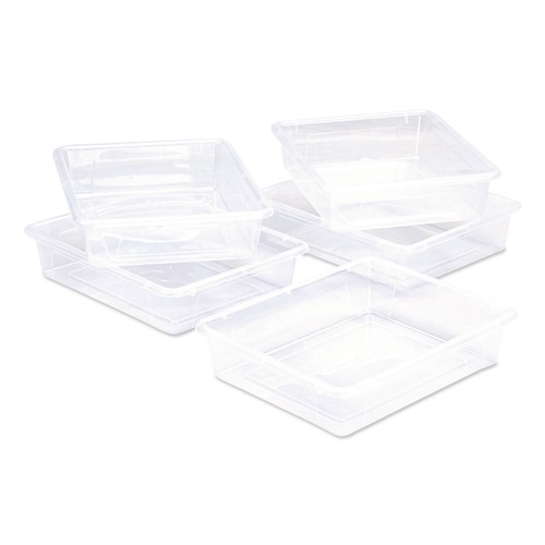 Boxes & Bins | Storex 62565U05C Storage Tray, Flat, 1.69 gal, 10.65-in x 13.17-in x 2.96-in, Translucent, 5/Pack image number 0