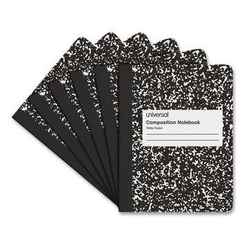 Universal UNV20936 9.75 in. x 7.5 in. 100-Sheet Composition Book - Wide/Legal Rule, Black Marble Cover (6/Pack)