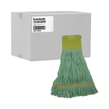 Boardwalk BWK1200MCT EcoMop Recycled Fiber Looped-End Mop Head - Medium, Green (12/Carton)