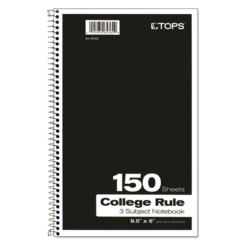 Notebooks & Pads | Oxford 65362 9.5 in. x 6 in. Sheets 3-Subject Medium/College Rule Coil-Lock Wirebound Notebook - Randomly Assorted Cover Color image number 0