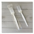 Cutlery | Boardwalk BWKFORKWHPSIW Heavyweight Wrapped Polystyrene Plastic Fork Cutlery - White (1000/Carton) image number 4